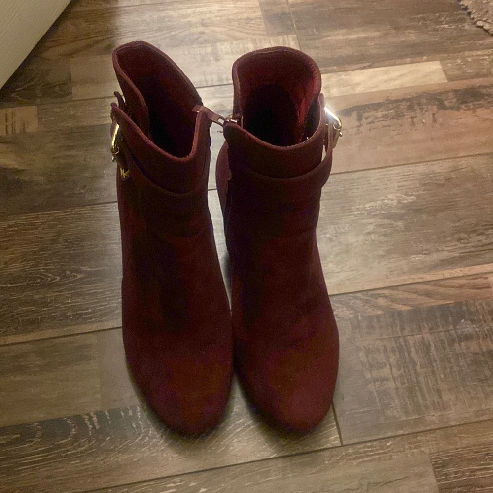 Burgundy suede boots